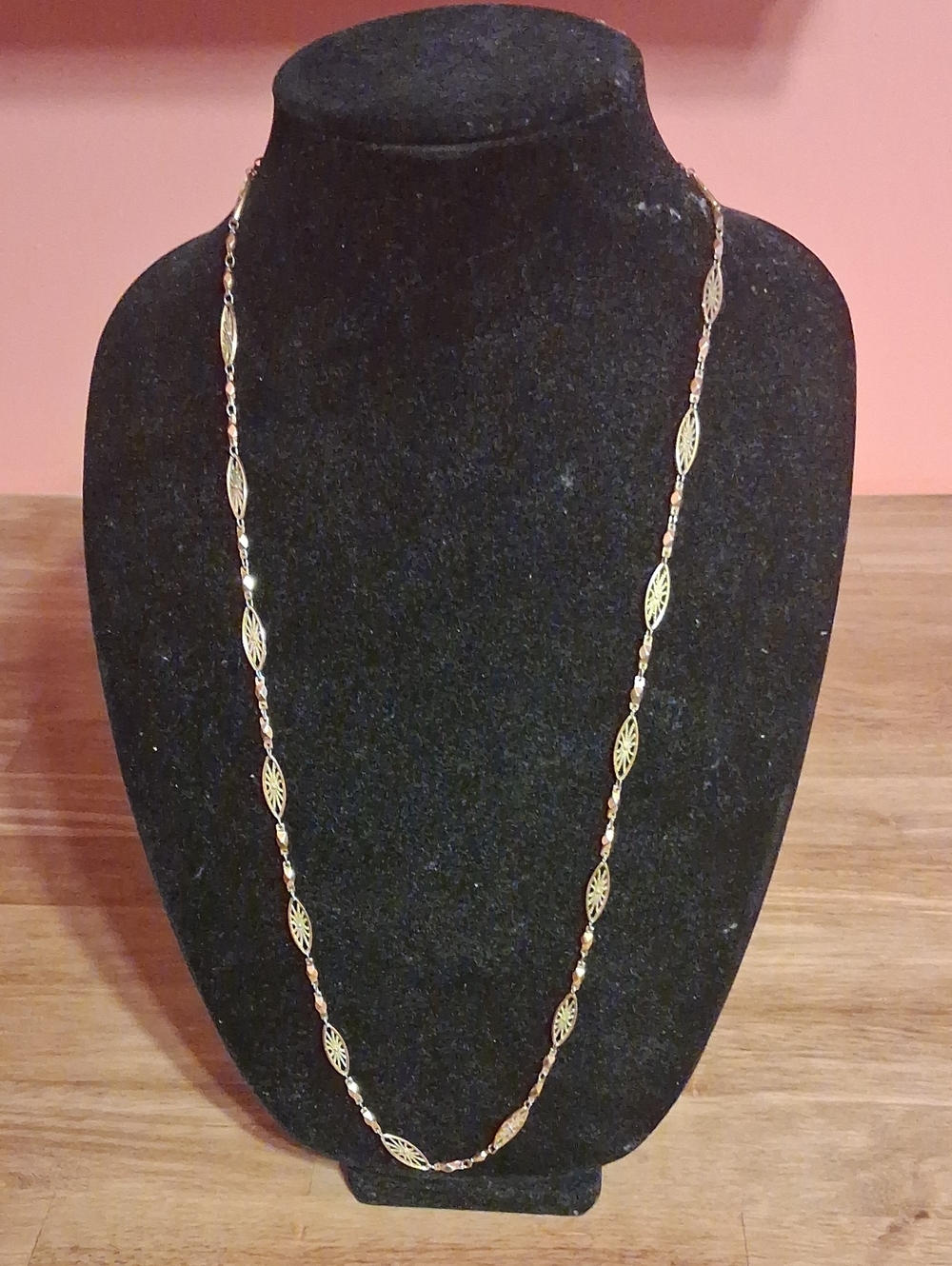 Gold-Tone Filigree Long Necklace - Unbranded